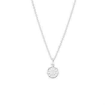Lund Copenhagen marguerite silver necklace with white enamel, 36-38 cm chain
